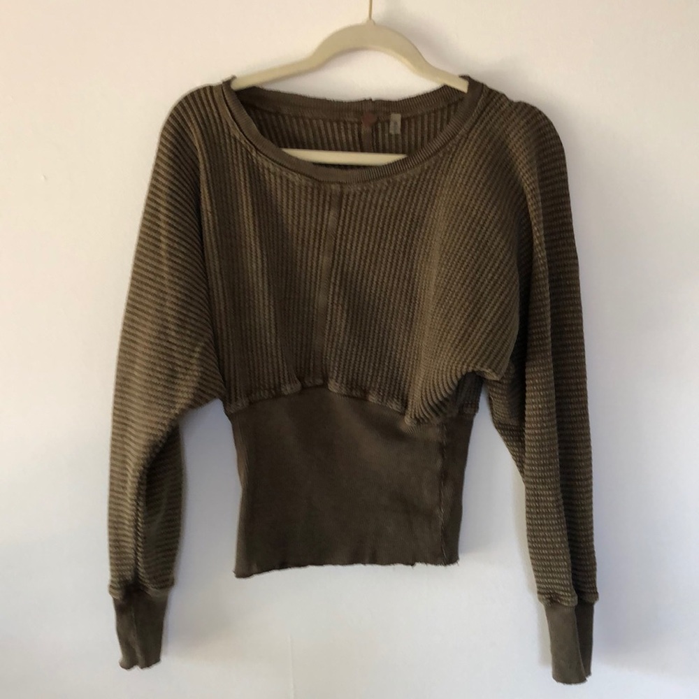 FREE PEOPLE ONE WAFFLE KNIT TOP